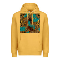 Mustard tiger leopard turquoise glitter seamless pattern Premium Hoodie - BundleAndBundleShop