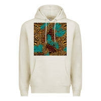 Oatmeal Heather tiger leopard turquoise glitter seamless pattern Premium Hoodie - BundleAndBundleShop
