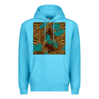 Ocean Blue tiger leopard turquoise glitter seamless pattern Premium Hoodie - BundleAndBundleShop