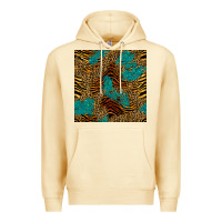 Pina Colada tiger leopard turquoise glitter seamless pattern Premium Hoodie - BundleAndBundleShop