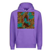 Purple tiger leopard turquoise glitter seamless pattern Premium Hoodie - BundleAndBundleShop