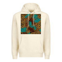 Sandshell tiger leopard turquoise glitter seamless pattern Premium Hoodie - BundleAndBundleShop