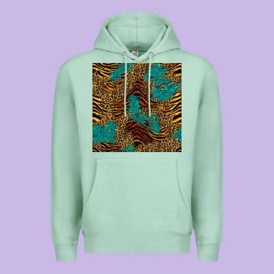 Tiger Leopard Turquoise Glitter Seamless Pattern Premium Hoodie Designed By Bundleandbundleshop