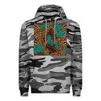 Slate Camo tiger leopard turquoise glitter seamless pattern Premium Hoodie - BundleAndBundleShop