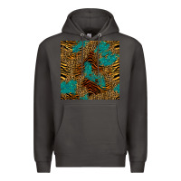 Smoke tiger leopard turquoise glitter seamless pattern Premium Hoodie - BundleAndBundleShop