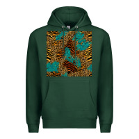 Sports Green tiger leopard turquoise glitter seamless pattern Premium Hoodie - BundleAndBundleShop