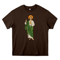 Chocolate Brown san judas Heavy Core Tee - JahusDesignShop