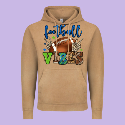 Football Vibes Green And Blue Vintage Hoodie Designed By Howdyjamesfarm