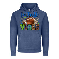 Vintage Denim Football vibes green and blue Vintage Hoodie - HowdyJamesFarm