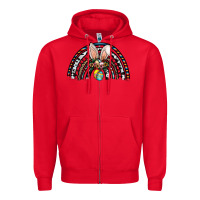 Red easter rainbow Zipper Hoodie - CowhideDigitalArt