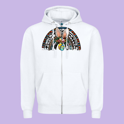 Easter Rainbow Zipper Hoodie Designed By Cowhidedigitalart