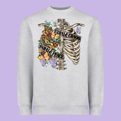 Inhale Peace Exhale Chaos Chest Heavyweight Sweatshirt Designed By Fadigitalartstudio