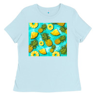 Baby Blue blue pineapple Ladies Tee - BarkalooDesign