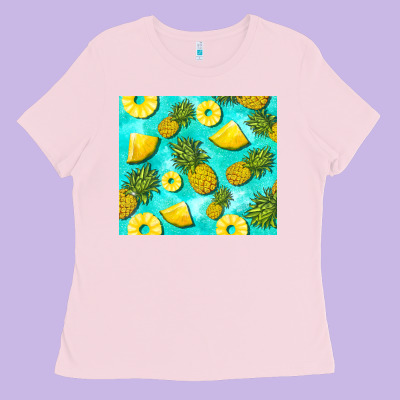 Blue Pineapple Ladies Tee Designed By Barkaloodesign