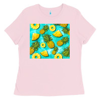 Bubblegum Pink blue pineapple Ladies Tee - BarkalooDesign