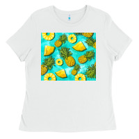 White blue pineapple Ladies Tee - BarkalooDesign