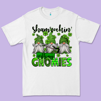 Shamrockin' With My Gnomies St Patrick's Day Premium Tee Designed By Jasminsmagicworld