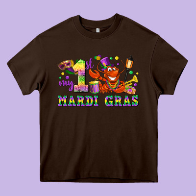My First Mardi Gras Heavy Core Tee Designed By Lillyallendesigns