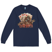 Navy Long live cowboys cards Long Sleeve Tee - HowdyJamesFarm