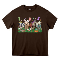 Chocolate Brown easter cow Heavy Core Tee - LillyAllenDesigns