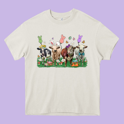 Easter Cow Heavy Core Tee Designed By Lillyallendesigns