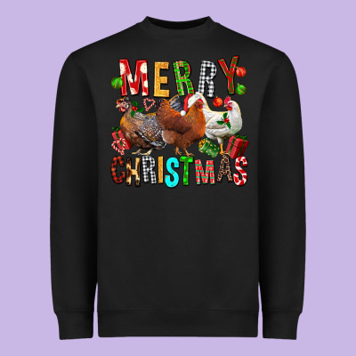 Merry Christmas Chickens Heavyweight Sweatshirt Designed By Fadigitalartstudio