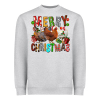 Heather Grey Merry christmas chickens Heavyweight Sweatshirt - FaDigitalArtStudio