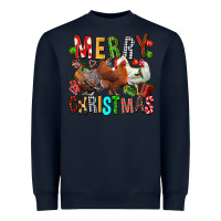 Navy Merry christmas chickens Heavyweight Sweatshirt - FaDigitalArtStudio