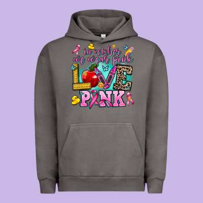 In October We Wear Pink Love Pink Urban Hoodie Designed By Adodesignshop