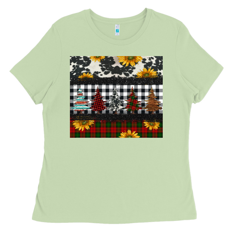Christmas Trees And Sunflowers Ladies Tee by Jasminsmagicworld | Teevron