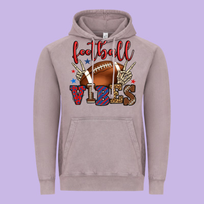 Football Vibes Red And Blue Vintage Hoodie Designed By Howdyjamesfarm
