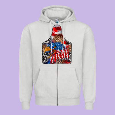 America Zipper Hoodie Designed By Cowhidedigitalart
