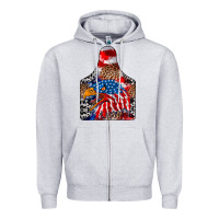Heather Grey america Zipper Hoodie - CowhideDigitalArt