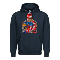 Navy america Zipper Hoodie - CowhideDigitalArt