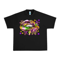 Black Mardi Gras lips Urban Heavy Tee - HowdyJamesFarm