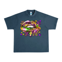 Midnight Navy Mardi Gras lips Urban Heavy Tee - HowdyJamesFarm
