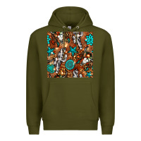 Army Green western gemstone aztec seamless pattern Premium Hoodie - BundleAndBundleShop