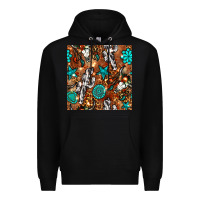 Black western gemstone aztec seamless pattern Premium Hoodie - BundleAndBundleShop