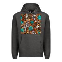Charcoal Heather western gemstone aztec seamless pattern Premium Hoodie - BundleAndBundleShop