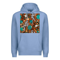 Colony Blue western gemstone aztec seamless pattern Premium Hoodie - BundleAndBundleShop