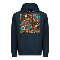 Navy western gemstone aztec seamless pattern Premium Hoodie - BundleAndBundleShop