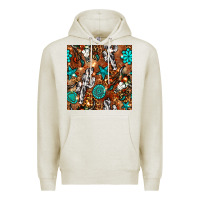 Oatmeal Heather western gemstone aztec seamless pattern Premium Hoodie - BundleAndBundleShop