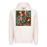Pale Pink western gemstone aztec seamless pattern Premium Hoodie - BundleAndBundleShop