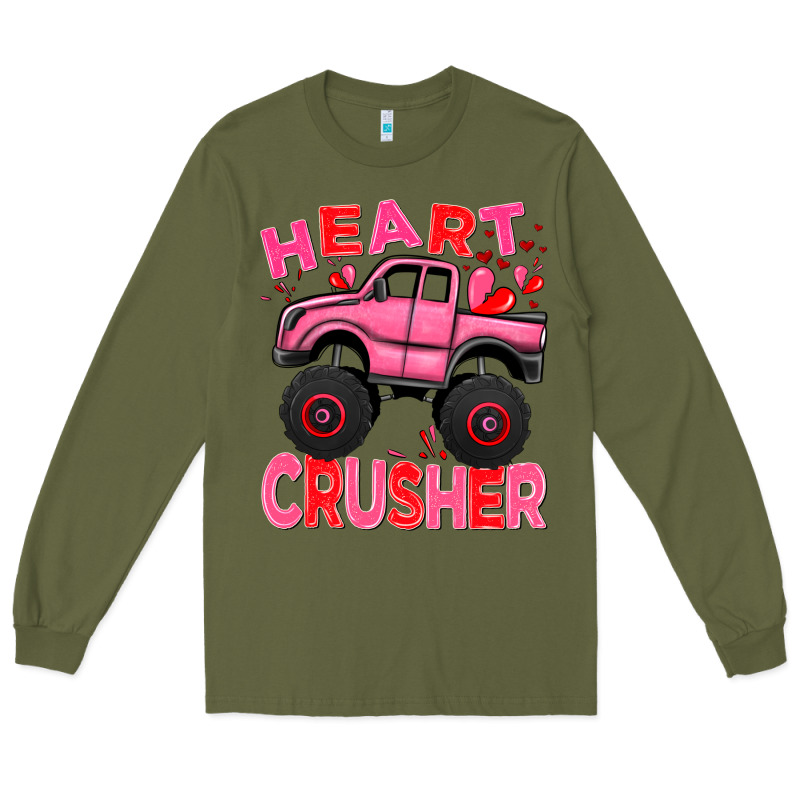 Heart Crusher Pink Monster Truck Valentine's Day Long Sleeve Tee by HowdyJamesFarm | Teevron