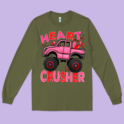 Heart Crusher Pink Monster Truck Valentine's Day Long Sleeve Tee Designed By Howdyjamesfarm