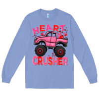 Colony Blue Heart crusher pink monster truck Valentine's Day Long Sleeve Tee - HowdyJamesFarm