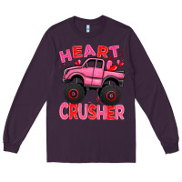 Plum Heart crusher pink monster truck Valentine's Day Long Sleeve Tee - HowdyJamesFarm
