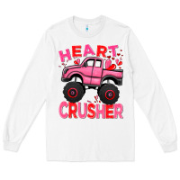 White Heart crusher pink monster truck Valentine's Day Long Sleeve Tee - HowdyJamesFarm