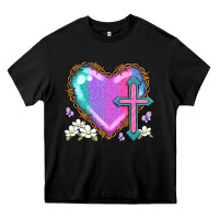 Black easter cross heart la Heavy Core Tee - LillyAllenDesigns