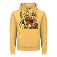 Football Vibes Yellow And Black Team Color Vintage Hoodie | Teevron